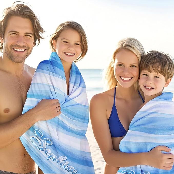 JML Custom Beach Towel with Name, Personalized Microfiber Beach Towel with Name - Image 4