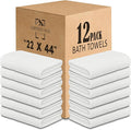 CH White Bath Towels Bulk Pack of 12 – Pure Cotton Lightweight & Absorbent by CorporateHills