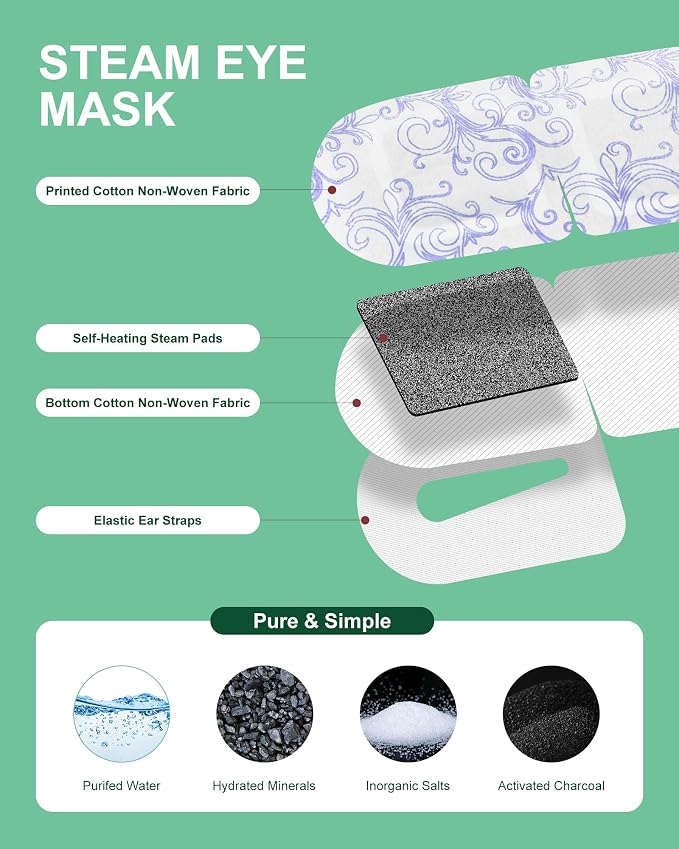 Self Heating Eye Mask for Dry Eyes 24 Pack, 45+ Min Steam Eye Masks Disposable - Image 6