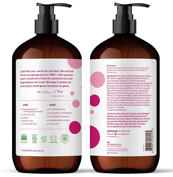 Everyone 3-in-1 Kids Soap, Body Wash, Bubble Bath, 32 Ounce, Berry Blast - Image 2