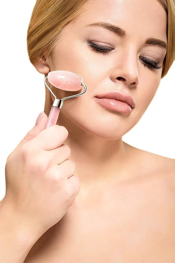Mina Heal Rose Quartz Face Roller, Lymphatic Drainage Massager, Face Sculpting - Image 7