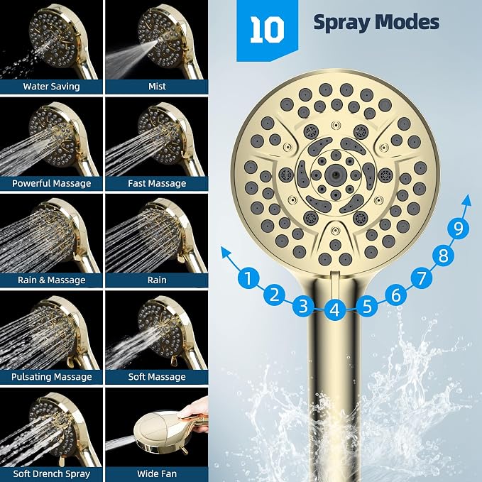 Hibbent All Metal CUPC Certified Shower Head, Handheld Showerhead Combo - Image 5