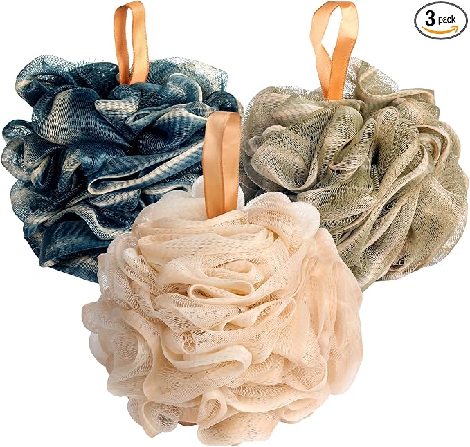 Fishent Bath Loofah Sponge, 3 Pack loofahs Exfoliating Body Scrubber, 60g Soft by Fishent