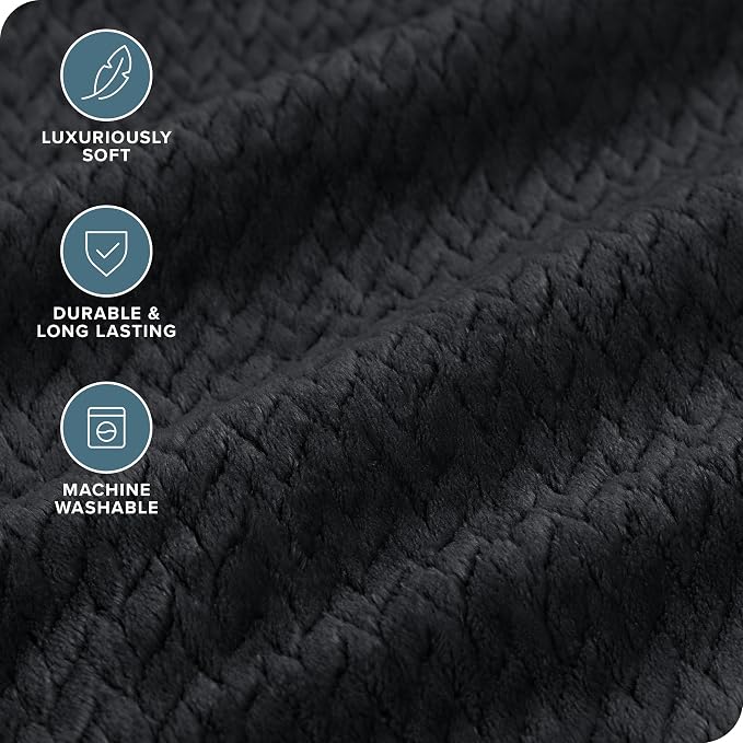 Bare Home Textured Fleece Blanket - Image 3