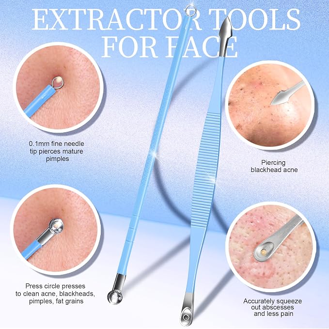 Teenitor 7 Pcs Professional Blackhead Remover Tweezers and Pimple Popper Tool - Image 7