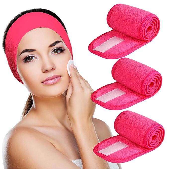 Denfany 3 Pack Makeup Headband, Ultra Soft Adjustable Spa Facial Headbands by EssentialLife