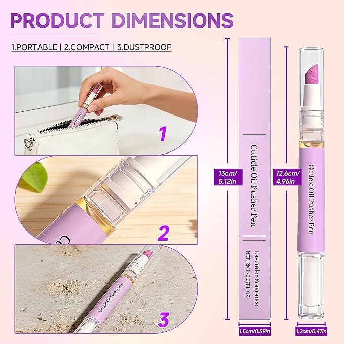 2 Pcs 2-in-1 Cuticle Oil Pusher Pen - Image 6