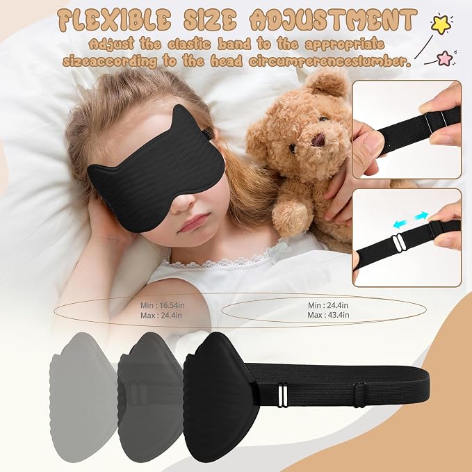Kids Sleep Mask Eye Mask: 3D Contoured Cup Sleeping Masks, Blindfold - Image 2