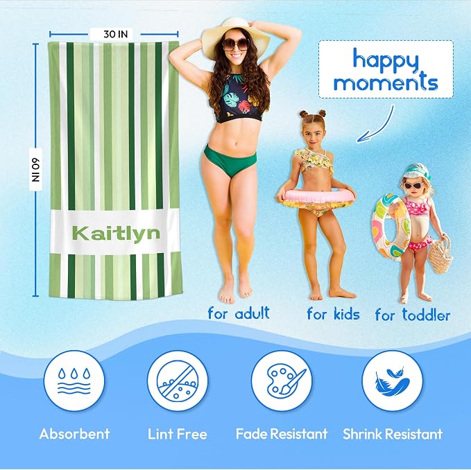 JML Custom Beach Towel with Name, Personalized Microfiber Beach Towel with Name - Image 3