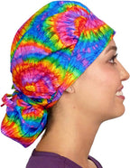 Sparkling EARTH Banded Bouffant Surgical Scrub Ponytail Working Caps and - Image 4