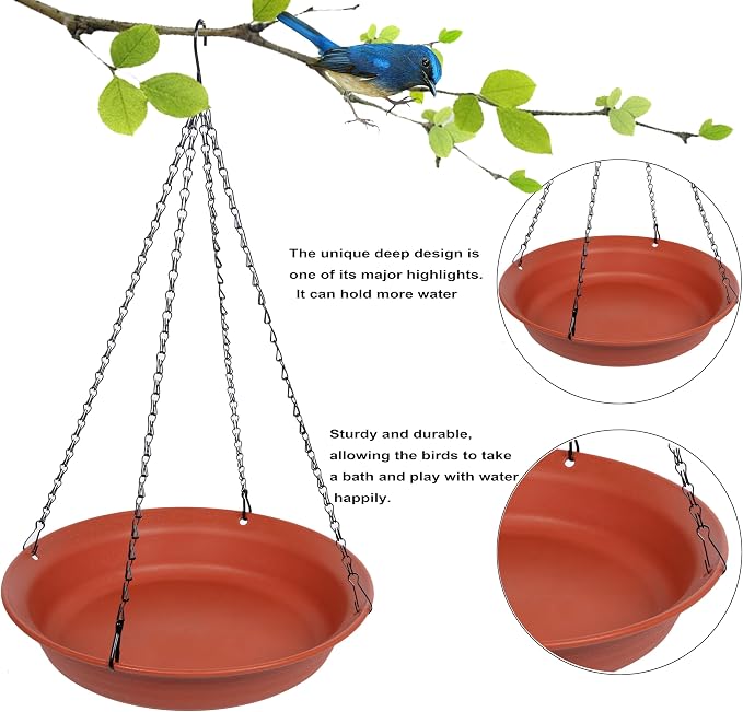 VUWEZ Hanging Bird Bath, Hanging Bird Water Feeder - Image 2