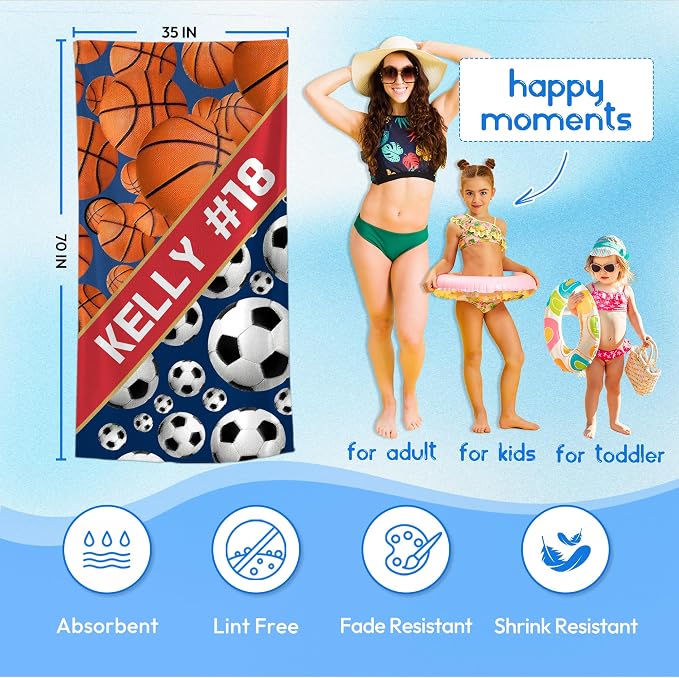 Personalized Beach Towel With Name, Custom Beach Towel with Text, Customized - Image 3
