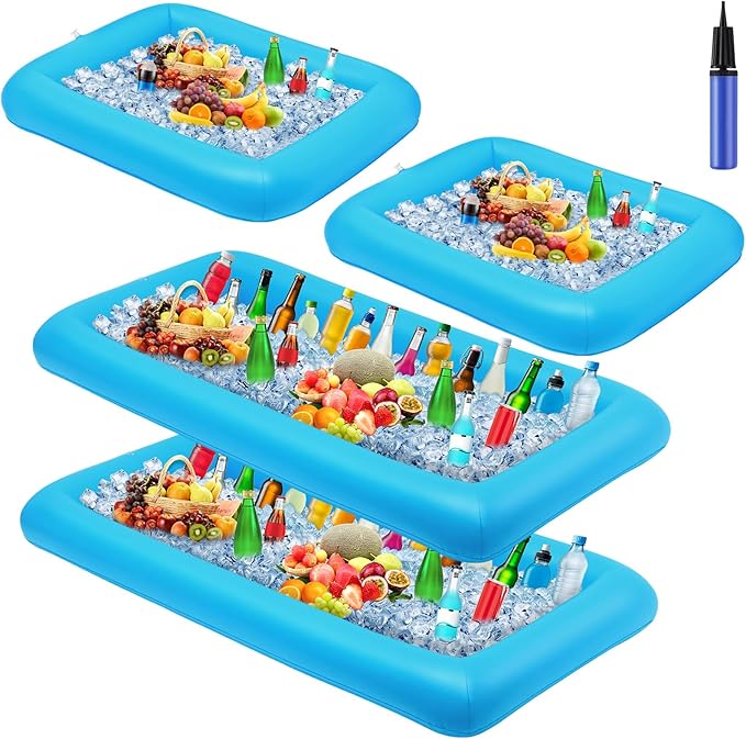 Leitee 4 Pcs Inflatable Ice Serving Bars Buffet Serving Tray Drink Cooler by Leitee
