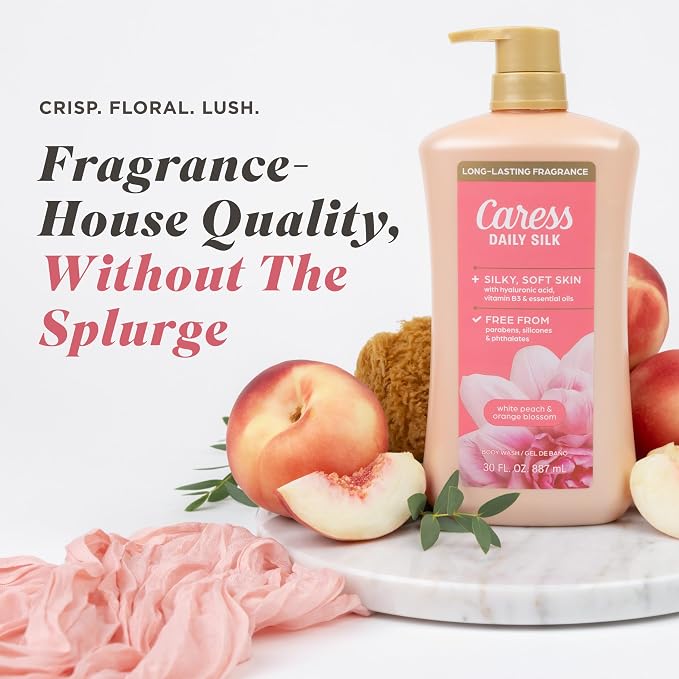 Caress Body Wash With Pump Daily Silk White Peach & Orange Blossom Body Soap - Image 3