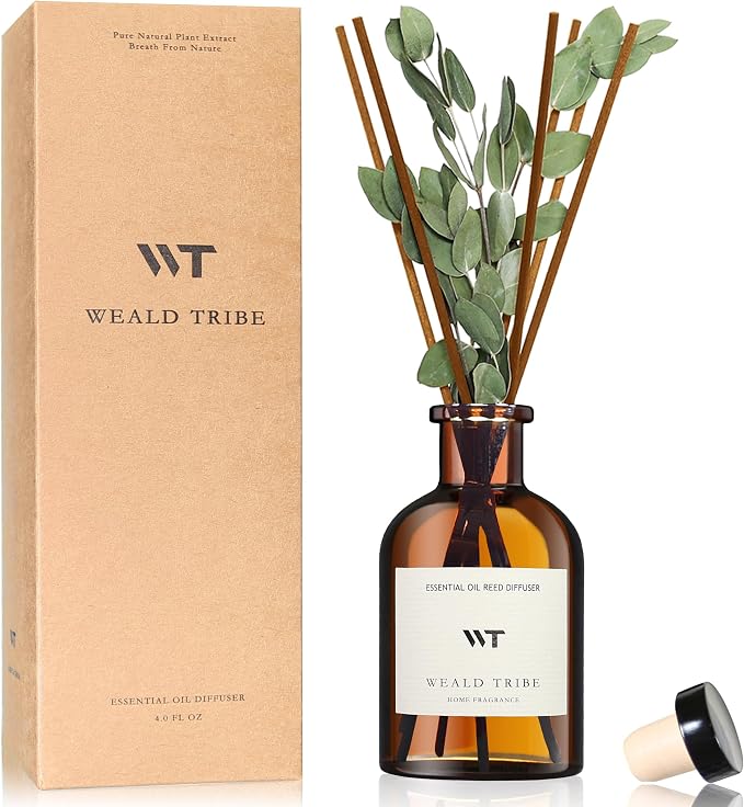 WEALD TRIBE Flower Reed Diffuser Set Eucalyptus & Lavender Scent by WEALD+TRIBE