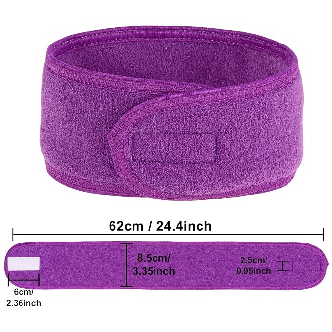 Whaline Spa Facial Headband 4 Packs Head Wrap Terry Cloth Headband Adjustable - Image 2