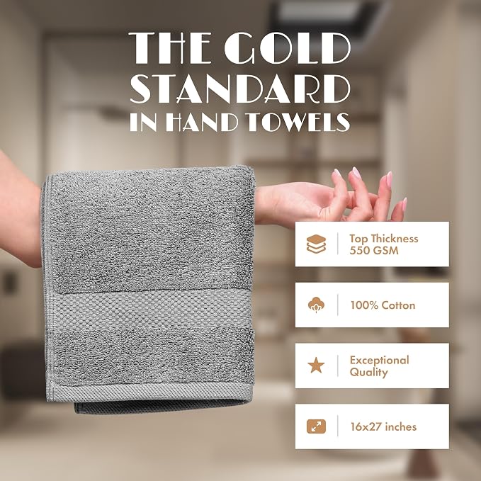 White Classic Light Gray Hand Towels - Image 2