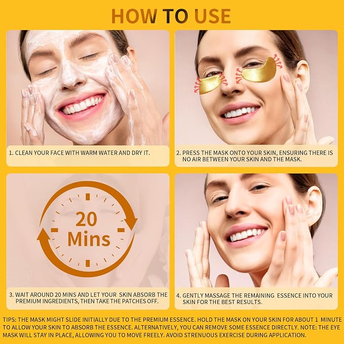 Under Eye Patches for Puffy Eyes Treatment 30 Pairs, 24K Gold Under Eye Masks - Image 6
