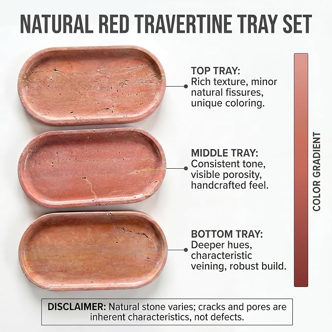 YKAJO Oval Real Marble Tray for Bathroom Kitchen Counter Stone Decorative - Image 4
