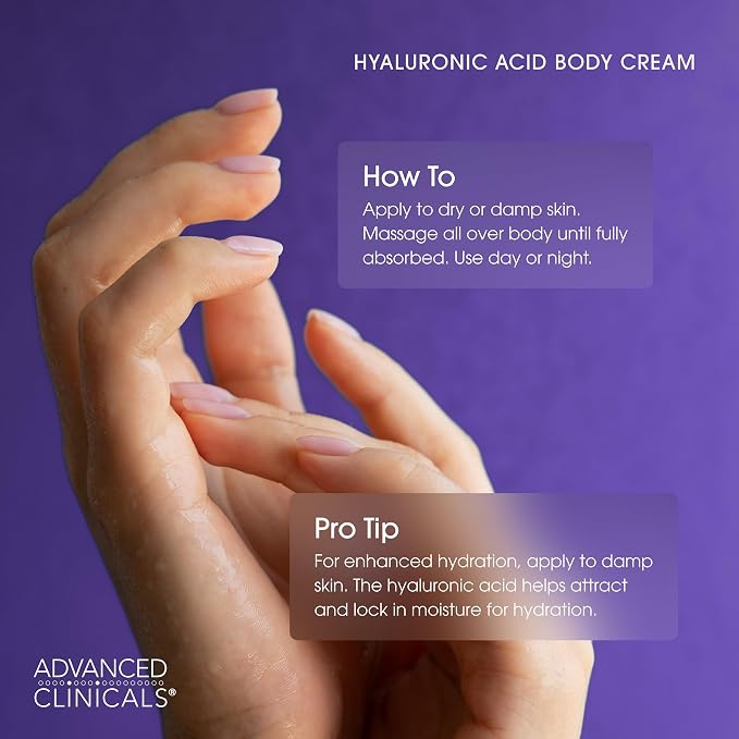 Advanced Clinicals Hyaluronic Acid Moisturizer Body Cream W/Vitamin E | - Image 7