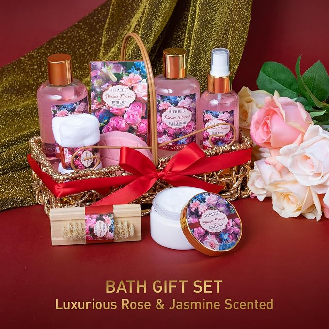 Gifts For Women Gift Basket – 9 Piece Set of ROSE JASMINE Home Spa Set - Image 4