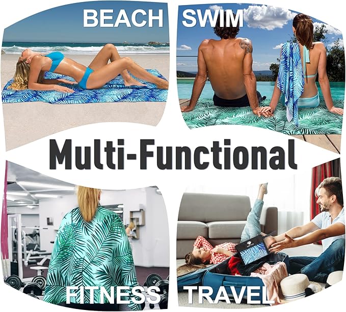 2 Pack Microfiber Beach Towel, Oversized Pool Towel 75”x 35”, Sand-Free Quick - Image 5