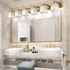 Aipsun Bathroom Vanity Light Brass Crystal Vanity Lighting Fixtures 6 Light - Image 4