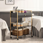 Salon Rolling Trolley with Lockable Wheels Barber Cart with Storage Drawer - Image 9