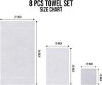 Towel and Linen Mart White Towel Sets, 2 Bath Towels 2 Hand Towels and 4 - Image 7
