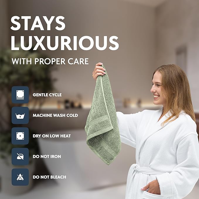 White Classic Luxury Light Green Hand Towels - Image 5