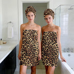 Absorbent Leopard Print Bath Towel Wrap Set - Image 7