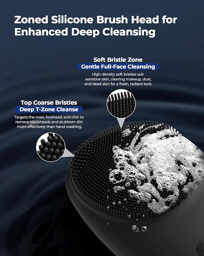 Facial Cleansing Brush & Massager, 2 in 1 Facial Skin Scrubber Waterproof and - Image 3