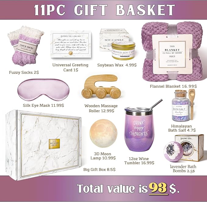 AHAGIFTREE Gift Baskets for Women, Think of You, self Care, Care Package - Image 3
