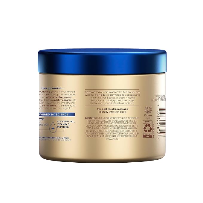 Vaseline Radiant X Deep Nourishment Body Cream 100% Pure Shea Butter, Coconut - Image 2