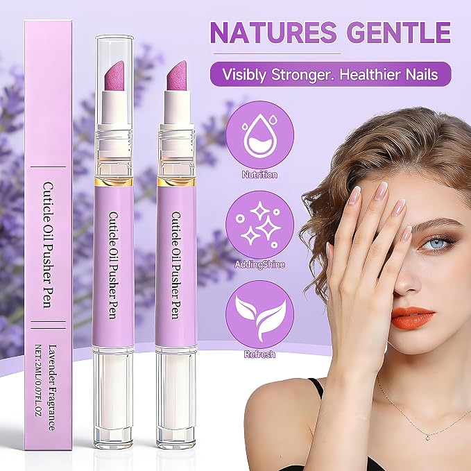 2 Pcs 2-in-1 Cuticle Oil Pusher Pen - Image 3