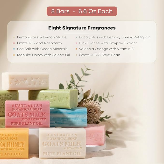 Australian Botanical Soap Variety Pack, 6.6 oz Bars – Goat Milk, Eucalyptus - Image 3