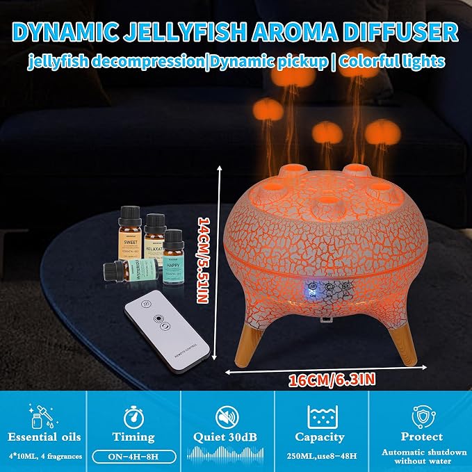 BOHOFAM Jellyfish Essential Oil Diffuser 250ML, Aroma Diffuser Hears Sound to - Image 4