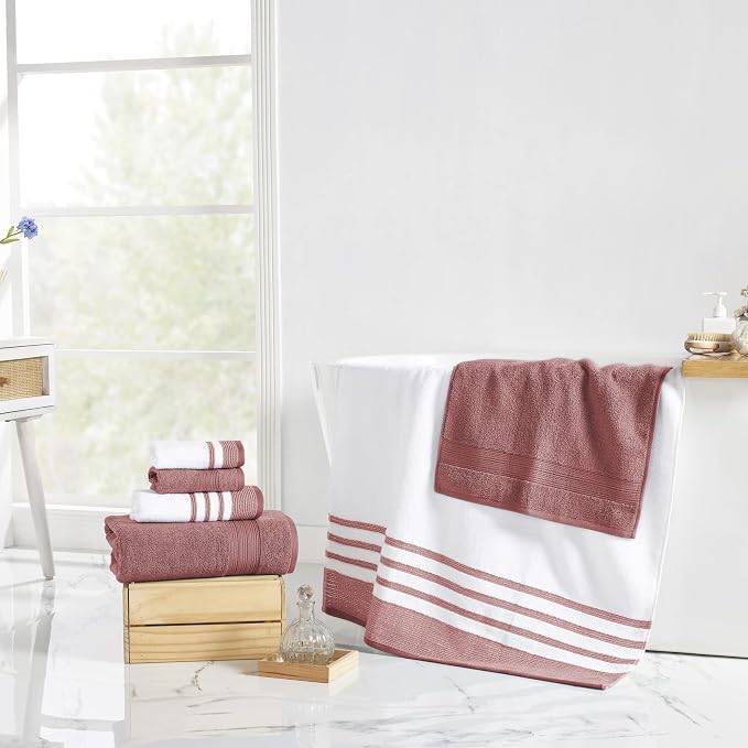 Modern Threads 6-Piece Towel Set – 100% Cotton, Quick Dry, Ultra Absorbent – - Image 4