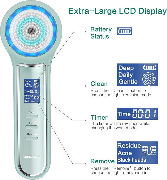 UMICKOO Face Scrubber Exfoliator, Facial Cleansing Brush Waterproof - Image 4