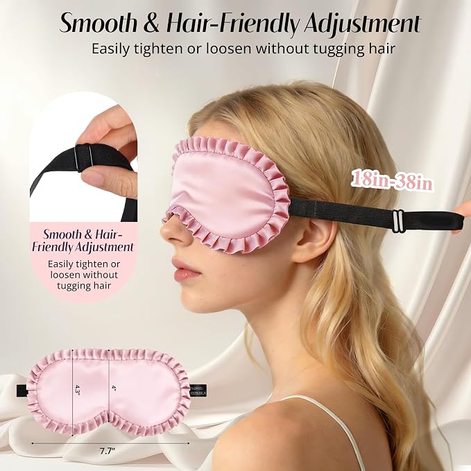 Silk Sleep Mask for Women: 100% Mulberry Silk Eye Mask, Soft Wavy Edge Eye - Image 5