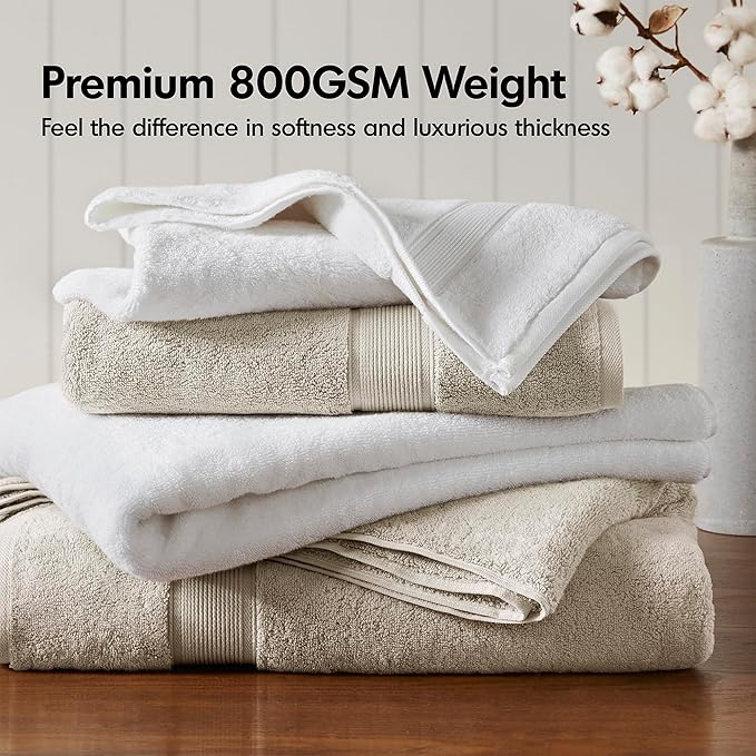 Madison Park 800GSM Bath Sheet Towel Oversized 34" x 68" 2 Pack 100% Cotton - Image 2