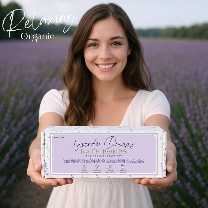 EvolutionUSA 3 Lavender Dreams Bath Bombs - Image 2