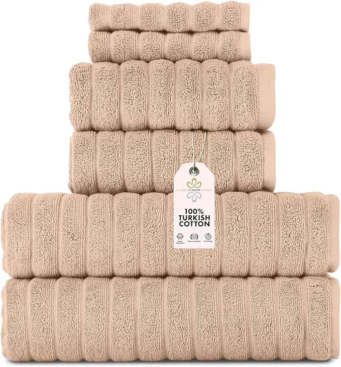 Classic Turkish Towels CTT Luxury 6 Piece Towel Set, 100% Turkish Cotton by ClassicTurkishTowels