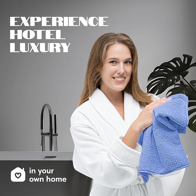 White Classic Light Blue Hand Towels - Image 7
