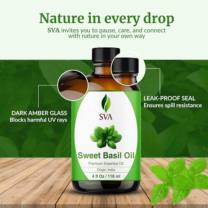 SVA Sweet Basil Essential Oil – 4 Fl Oz – 100% Natural Basil Oil - Image 7