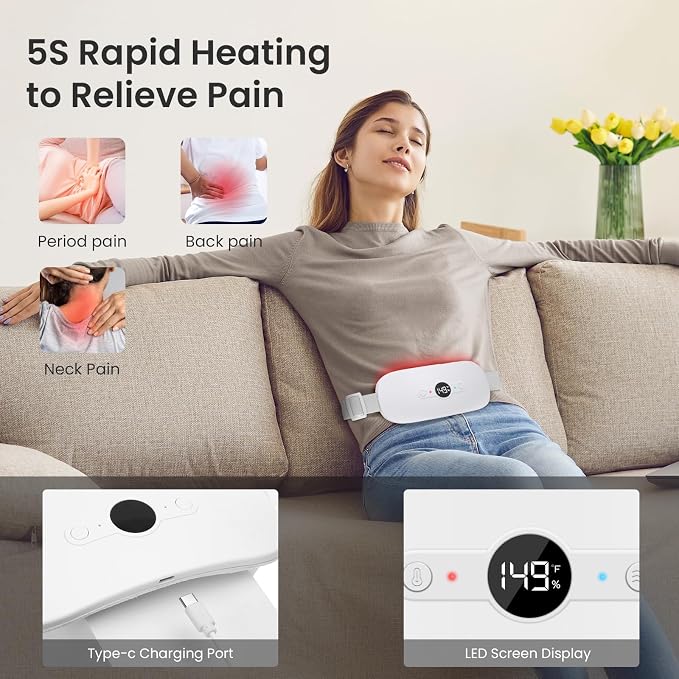 NOWWISH Heating Pad for Period Cramps Pain Relief, Portable Electric Cordless - Image 3