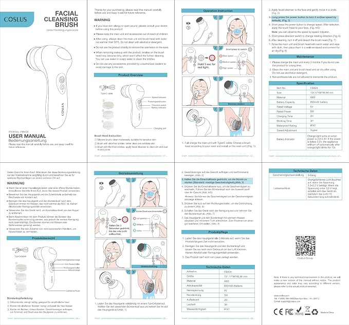 COSLUS FBX04 Facial Cleansing Brush Face Scrubber: 3 in 1 Bi-Directional - Image 8