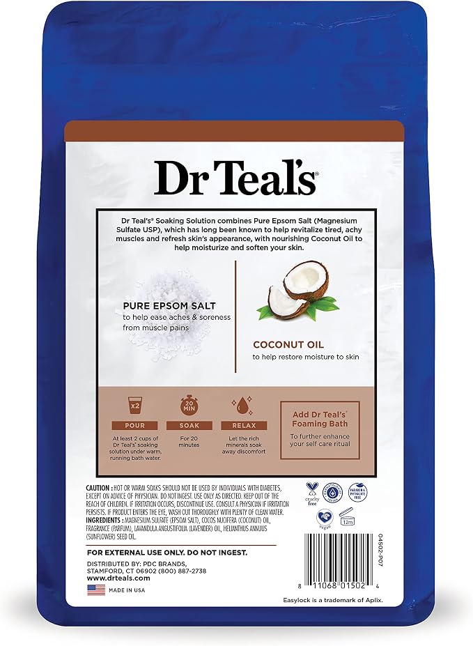 Dr Teal's Salt Soak with Pure Epsom Salt, Nourish & Protect with Coconut Oil - Image 14