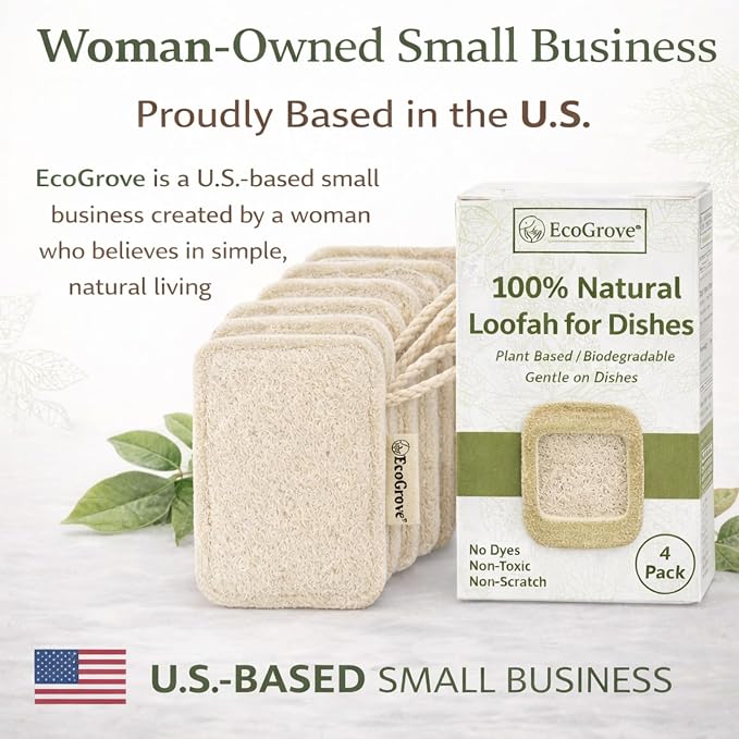 Natural Loofah Dish Sponges 4 Pack – 100% Plant-Based Luffa Scrubber - Image 9