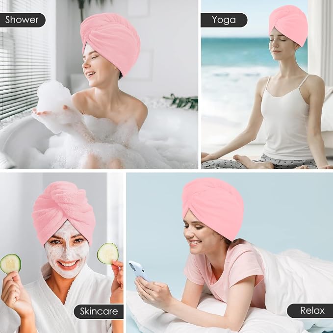 TENSTARS 5 Pack Thicken Microfiber Hair Towel Wrap - Image 5